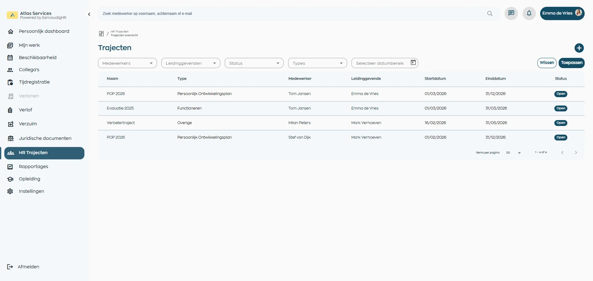 HR trajecten in WorkVine