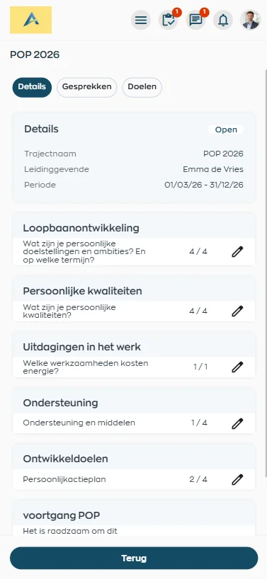 Persoonlijk ontwikkelingsplan in WorkVine