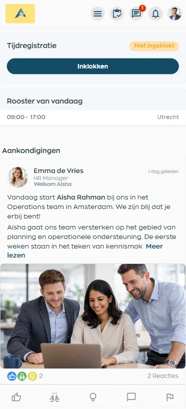 Medewerker registreert gewerkte uren in WorkVine