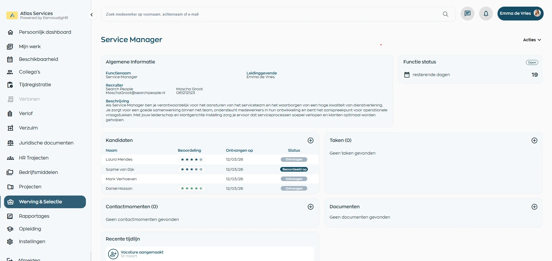 Werving & Selectie in WorkVine