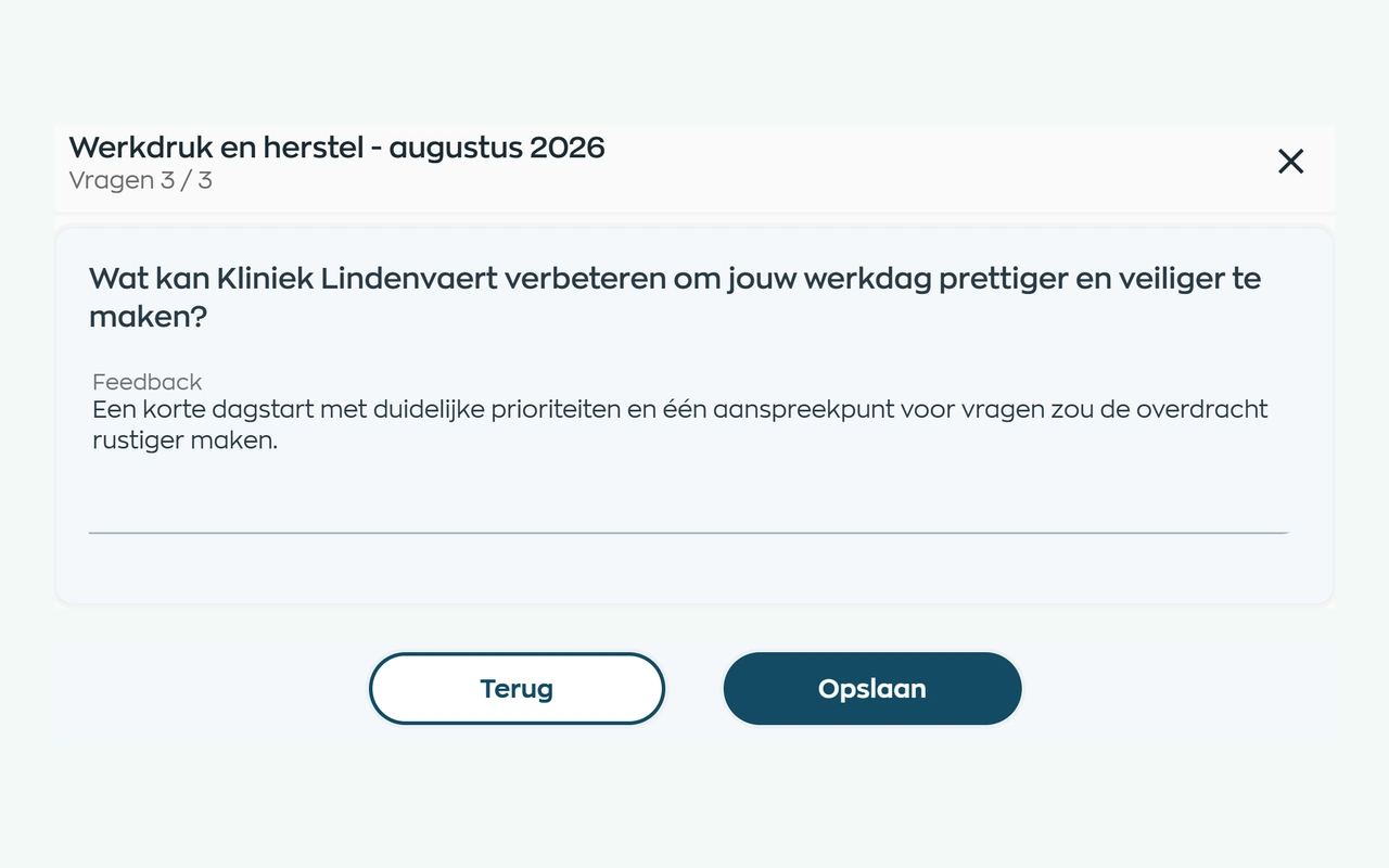 Medewerker geeft in een WorkVine-enquête een concrete suggestie voor een rustigere dagstart